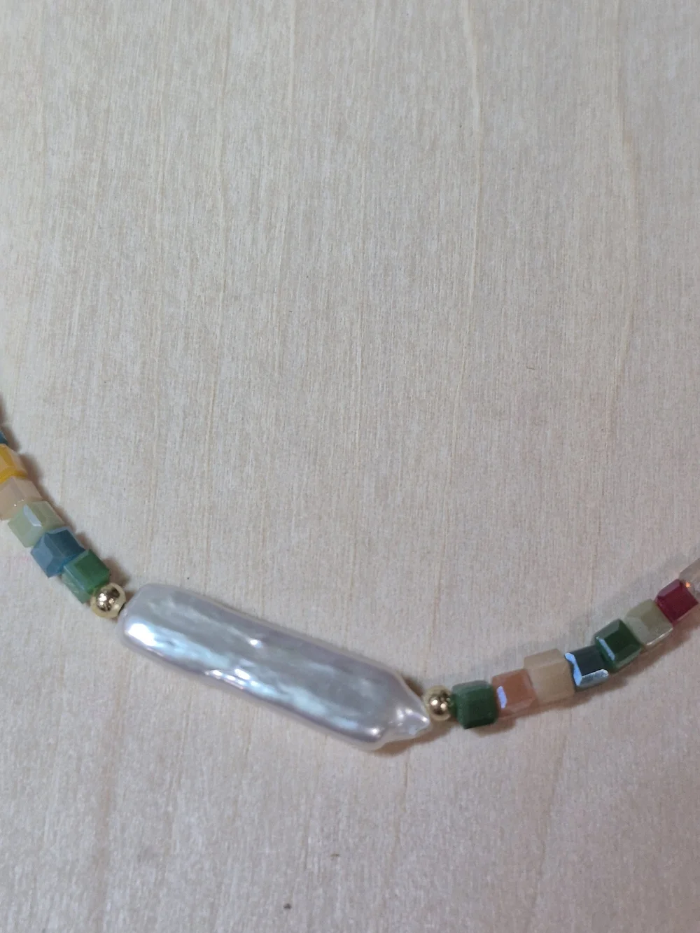 🎉🎉NEW🎉🎉 BEAUTIFUL!! Freshwater Chopstick Pearl & TOURMALINE Mini Cube Neckla